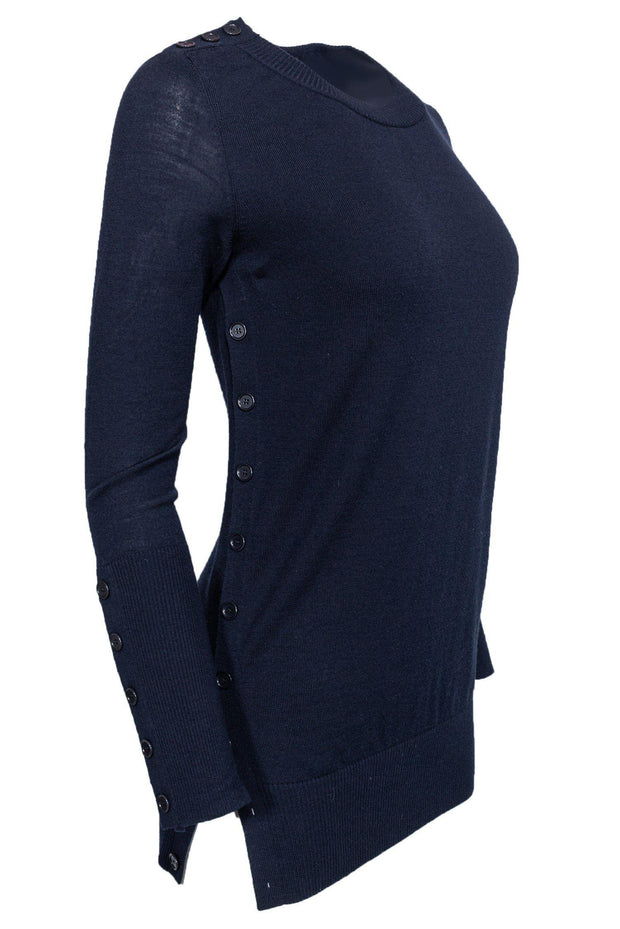 Current Boutique-Akris Punto - Navy Wool Sweater w/ Button Detailing Sz 6