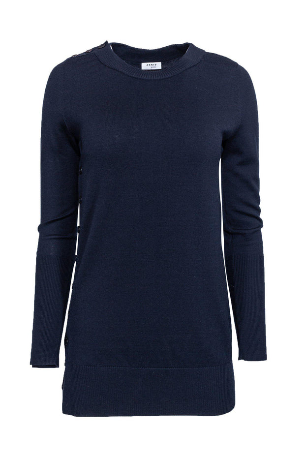 Current Boutique-Akris Punto - Navy Wool Sweater w/ Button Detailing Sz 6