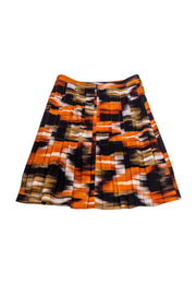 Current Boutique-Akris Punto - Orange & Black Pleated Skirt Sz 6