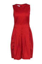 Current Boutique-Akris Punto - Red Cotton Pleated Skirt Dress Sz M