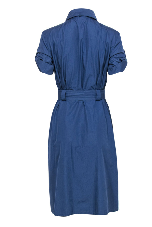Current Boutique-Akris Punto - Smokey Blue Rolled Collar Utility Dress w/ Belt Sz 8