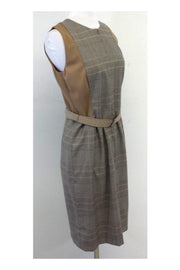 Current Boutique-Akris Punto - Tan & Black Plaid Wool Sleeveless Dress Sz 8