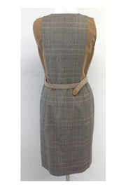 Current Boutique-Akris Punto - Tan & Black Plaid Wool Sleeveless Dress Sz 8