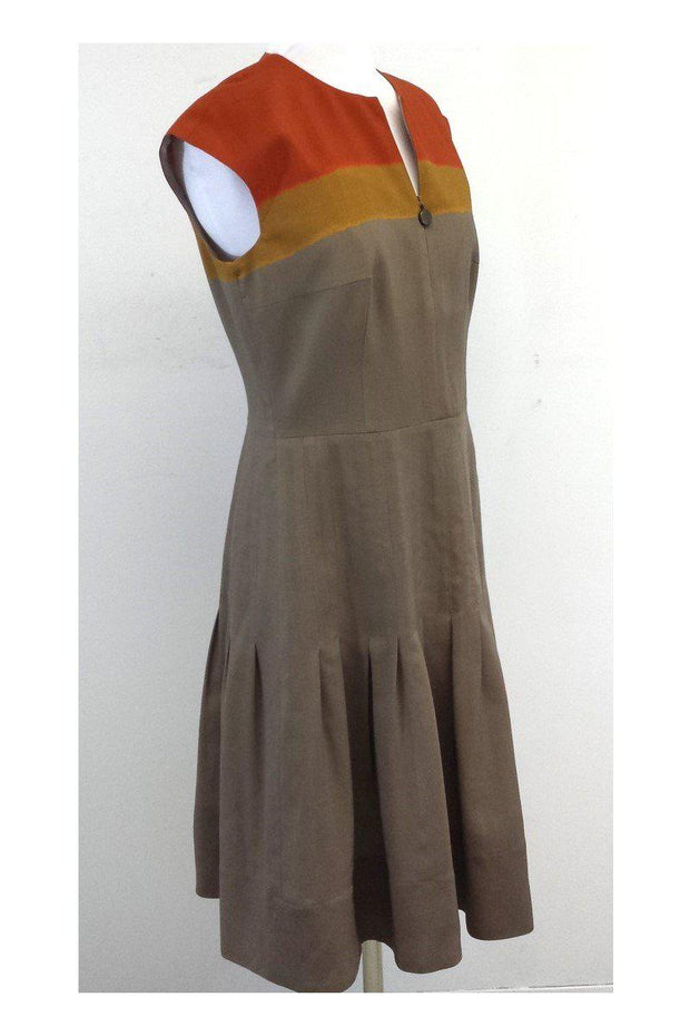 Current Boutique-Akris Punto - Taupe & Orange Wool Cap Sleeve Dress Sz 8