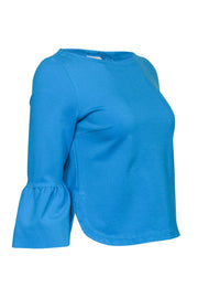 Current Boutique-Akris Punto - Turquoise Bell Sleeve Blouse Sz S
