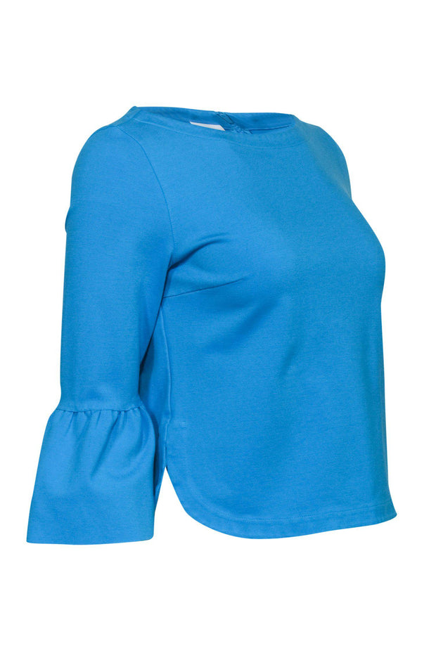 Current Boutique-Akris Punto - Turquoise Bell Sleeve Blouse Sz S
