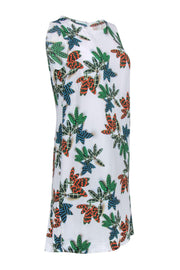 Current Boutique-Akris Punto - White Sleeveless Shift Dress w/ Foliage Print Sz 8