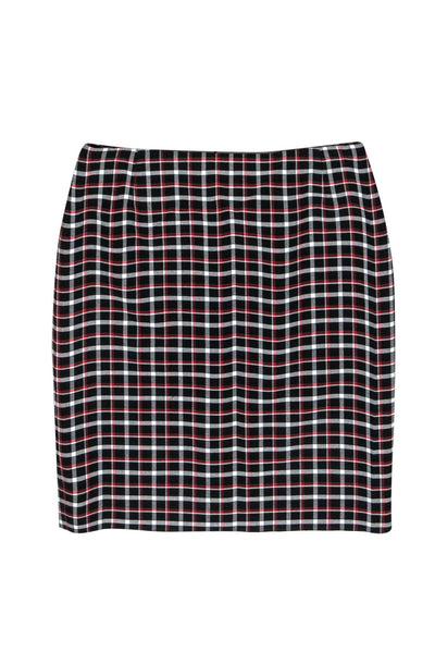 Current Boutique-Akris - Red, White & Black Plaid Pencil Skirt Sz 4