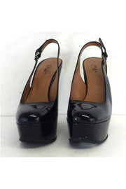 Current Boutique-Alaia - Black Patent Leather Platform Wedges Sz 8