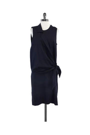 Current Boutique-Alasdair - Navy Silk Draped Sleeveless Dress Sz 2