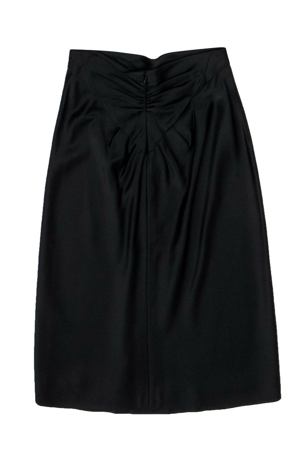 Current Boutique-Alberta Ferretti - Black Satin Maxi Skirt Sz 6