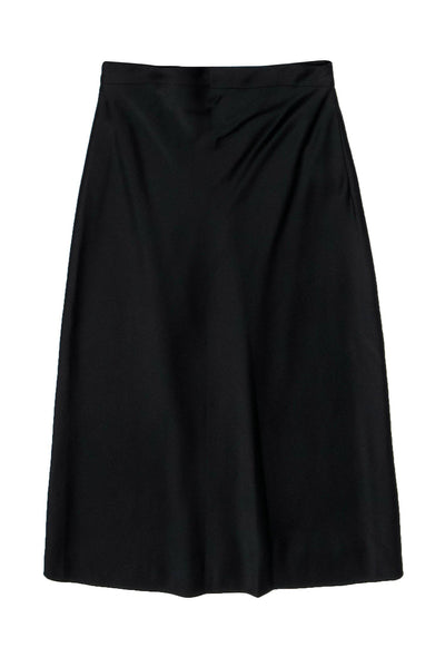 Current Boutique-Alberta Ferretti - Black Satin Maxi Skirt Sz 6