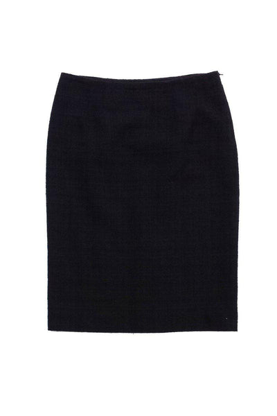 Current Boutique-Alberta Ferretti - Black Textured Cotton & Wool Skirt Sz 6