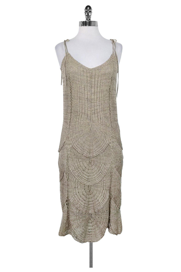 Current Boutique-Alberta Ferretti - Champagne Knit Dress Sz 6