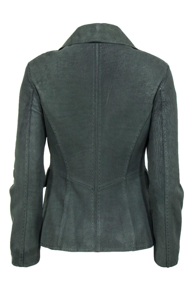 Current Boutique-Alberta Ferretti - Olive Green Clasped Leather Jacket Sz 6