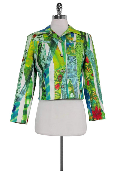 Current Boutique-Alberto Makali - Abstract Print Neon Green Jacket Sz 8