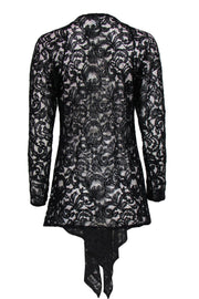 Current Boutique-Alberto Makali - Black Lace Open Front Draped Cardigan Sz S