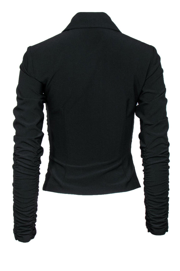 Current Boutique-Alberto Makali - Black Ruched Zip-Up Jacket Sz 2