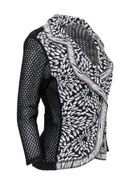 Current Boutique-Alberto Makali - Black & White Embroidered Blazer w/ Fishnet Sleeves Sz M