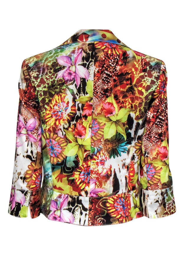 Current Boutique-Alberto Makali - Bright Printed Cropped Blazer w/ Beading Sz 10