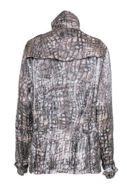 Current Boutique-Alberto Makali - Grey Shiny Reptile Print Zip-Up Jacket Sz XL