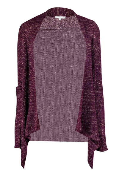Current Boutique-Alberto Makali - Purple Cardigan w/ Gold Woven Strands Sz S