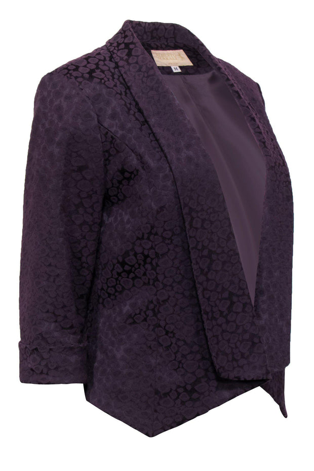 Current Boutique-Alberto Makali - Purple Leopard Print Open Blazer Sz M