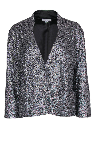 Current Boutique-Alberto Makali - Silver Sequined Cropped Blazer Sz XL