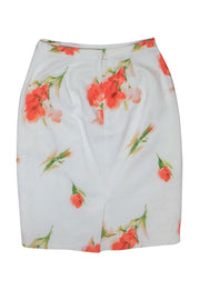 Current Boutique-Alberto Makali - White Textured Floral Pencil Skirt Sz 6