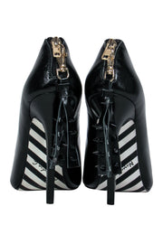 Current Boutique-Alejandra G. - Black Leather Pointed Toe "Rita" Stilettos w/ Spiked Tassels Sz 6