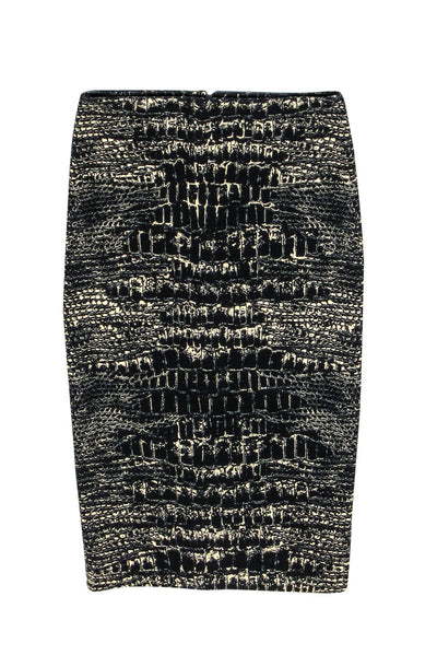 Current Boutique-Alexander McQueen - Black & Beige Reptile Print Pencil Skirt Sz XS