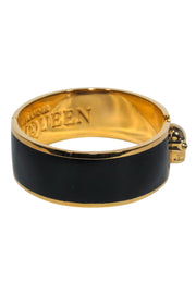 Current Boutique-Alexander McQueen - Black & Gold Bracelet w/ Skull Clasp