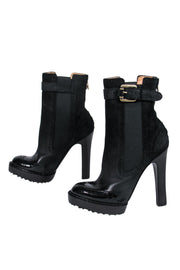 Current Boutique-Alexander McQueen - Black Leather & Suede Oxford Booties Sz 5