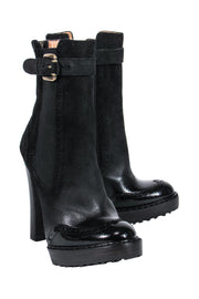 Current Boutique-Alexander McQueen - Black Leather & Suede Oxford Booties Sz 5