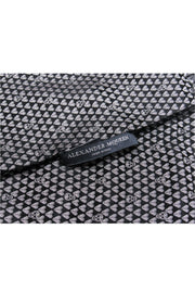 Current Boutique-Alexander McQueen - Black & Silver Silk Scarf w/ Scull Design