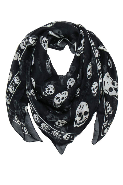 Current Boutique-Alexander McQueen - Black & White Skull Print Scarf