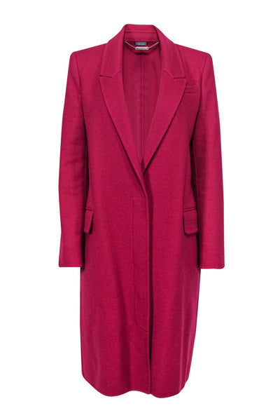 Current Boutique-Alexander McQueen - Fuchsia Long Wool Cashmere Blend Coat Sz 8