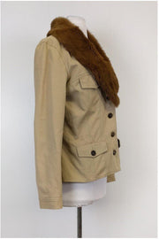 Current Boutique-Alexander McQueen - Khaki Jacket w/ Fur Sz 8