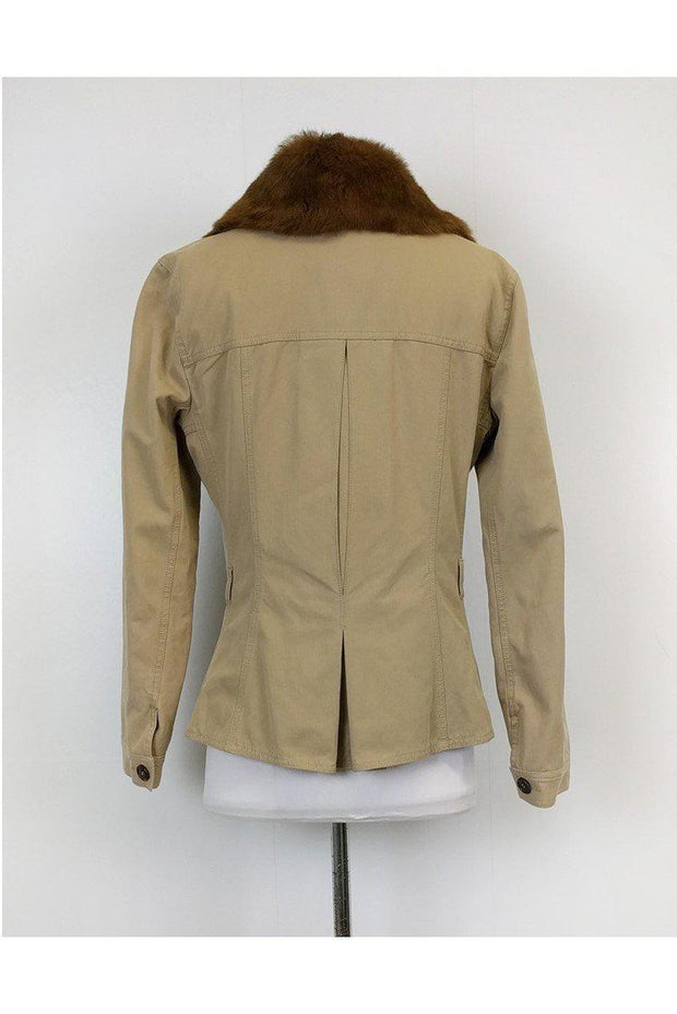 Current Boutique-Alexander McQueen - Khaki Jacket w/ Fur Sz 8