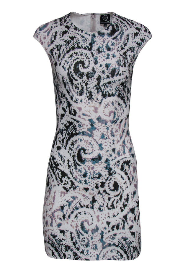 Current Boutique-Alexander McQueen - White Lace Printed Sheath Dress Sz M