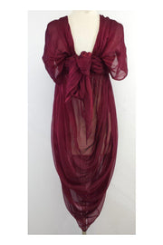 Current Boutique-Alexander McQueen - Wine Silk Gathered Dress Sz 4