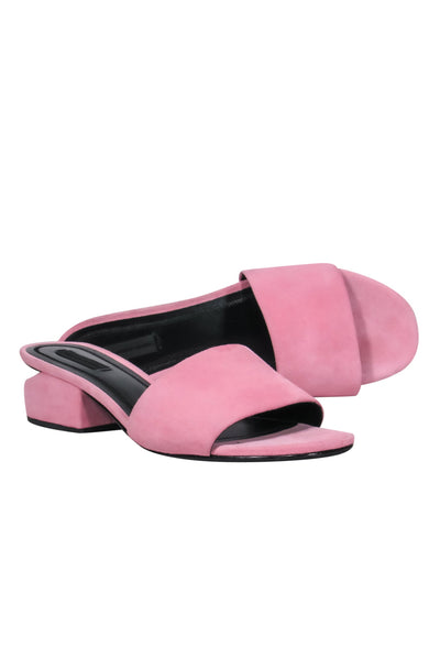 Current Boutique-Alexander Wang - Baby Pink Suede Slide Sandals w/ Cutout Heel Sz 9