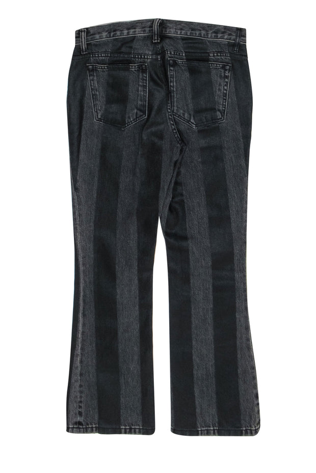 Current Boutique-Alexander Wang - Black & Charcoal Striped Coated Straight Leg Jeans Sz 26