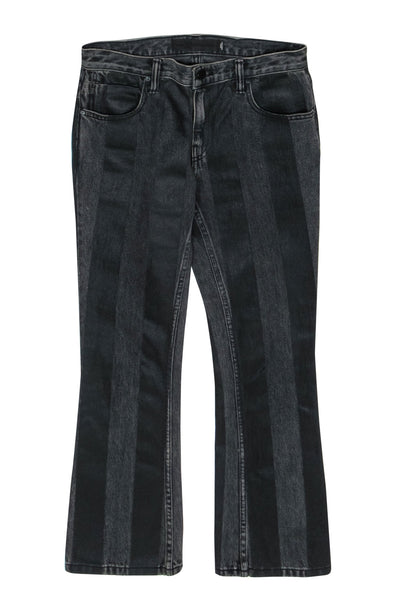 Current Boutique-Alexander Wang - Black & Charcoal Striped Coated Straight Leg Jeans Sz 26