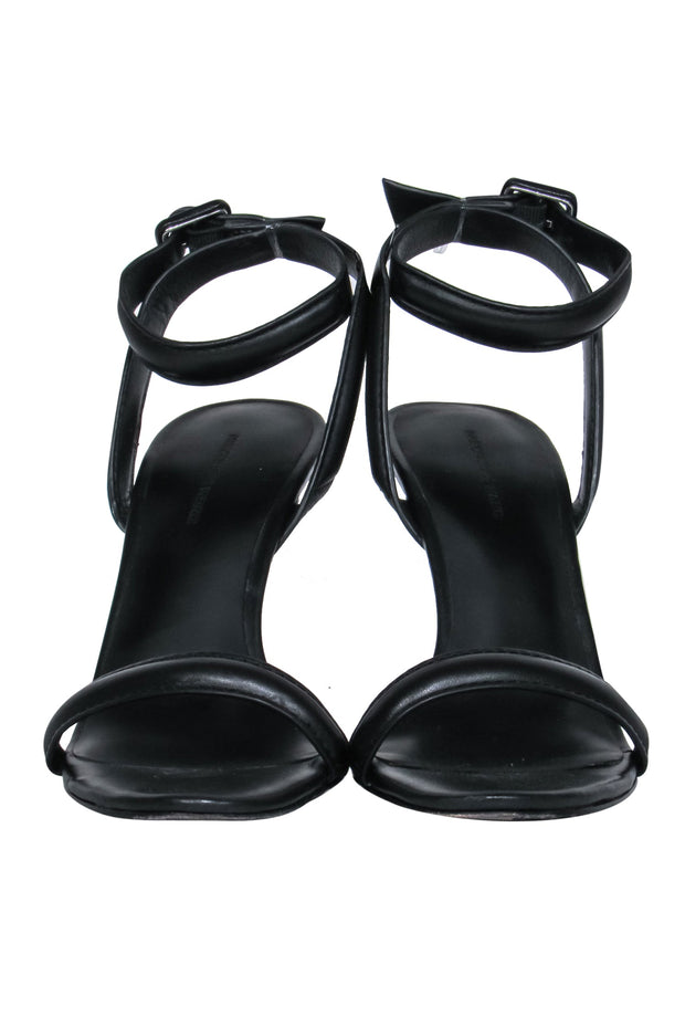 Current Boutique-Alexander Wang - Black Leather Ankle Strap Open Toe Pumps Sz