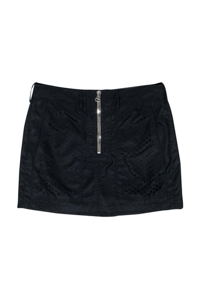 Current Boutique-Alexander Wang - Black Zippered Miniskirt w/ Lasercut Accents Sz 0