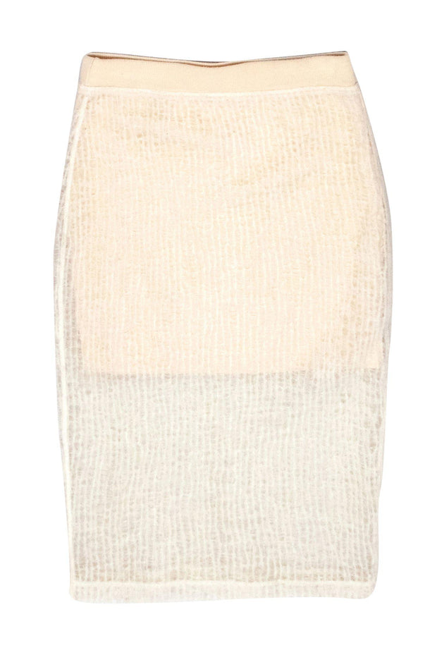 Current Boutique-Alexander Wang - Cream Woven Knit Sheer Pencil Skirt Sz XS