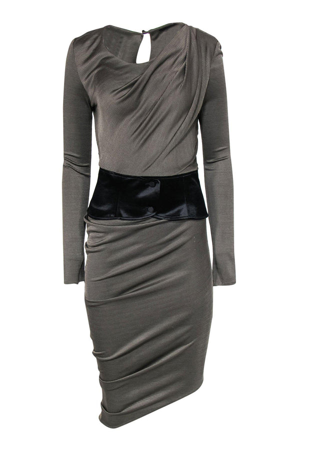 Current Boutique-Alexander Wang - Draped Asymmetrical Dress w/ Peplum Waist Sz 4