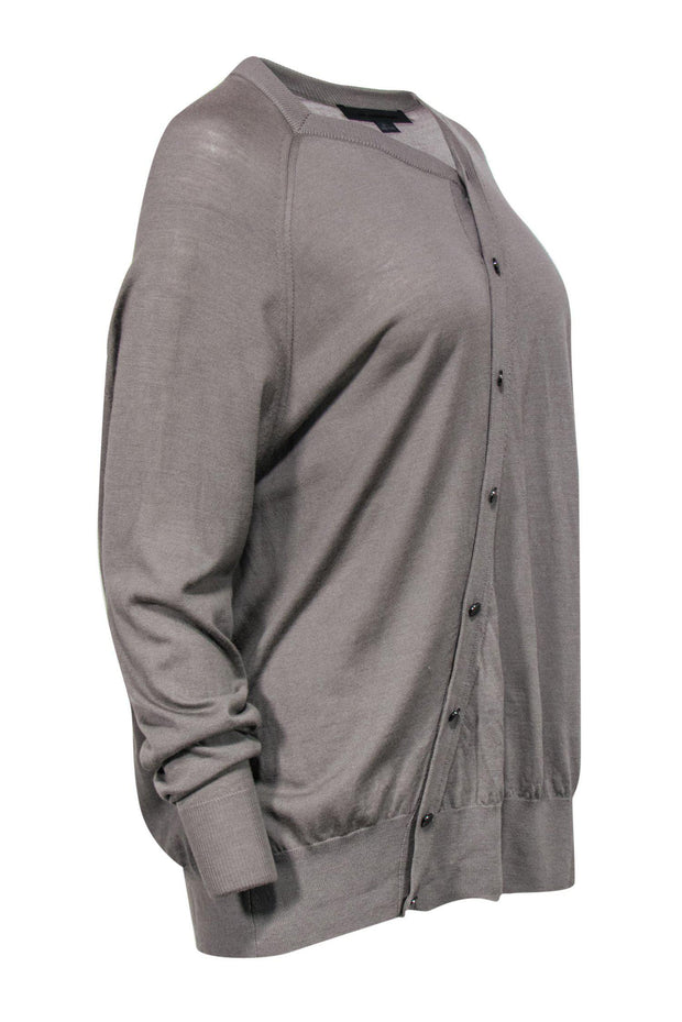Current Boutique-Alexander Wang - Grey Asymmetrical Button-Up Cardigan Sz S