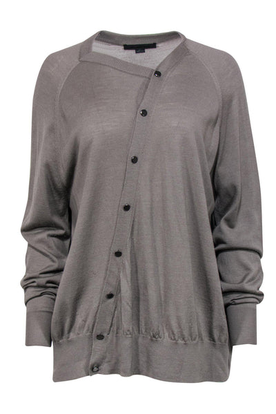 Current Boutique-Alexander Wang - Grey Asymmetrical Button-Up Cardigan Sz S
